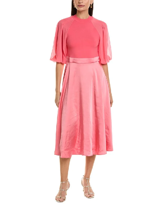 Ted Baker Puff Sleeve Fitted Bodice Midi Dress Cozy Wide Strap Midi Dress