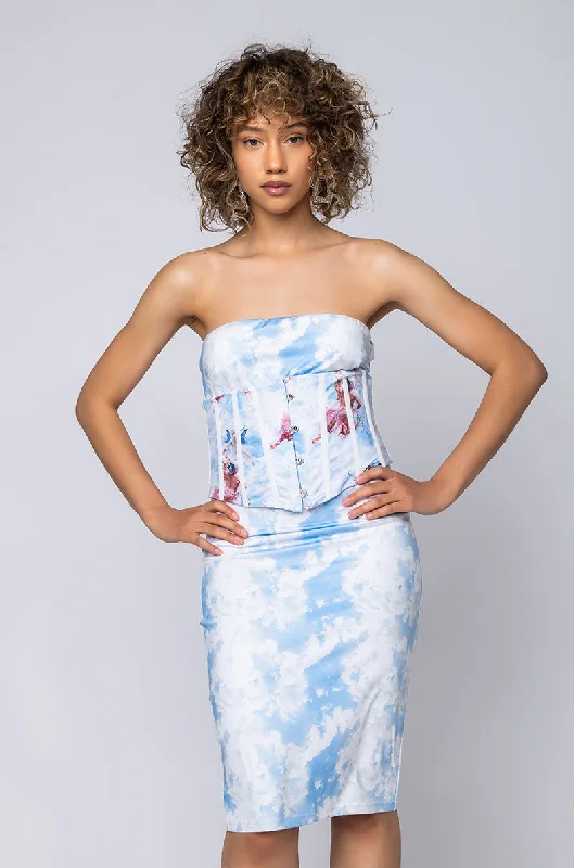 THAT'S ON ME BABY TUBE BODYCON MIDI DRESS WITH ATTACHED CORSET Chic Bohemian Midi Dress