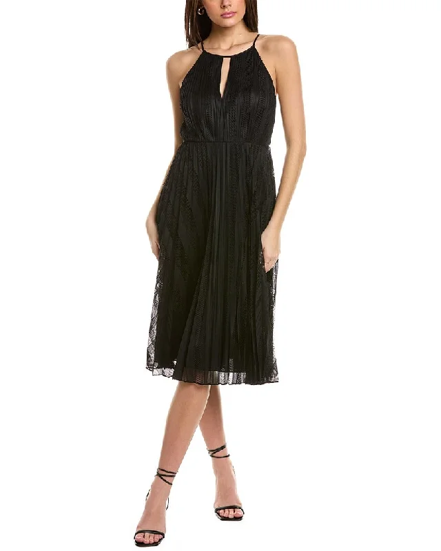 Theory Pleated Midi Dress Stylish Satin Midi Dress