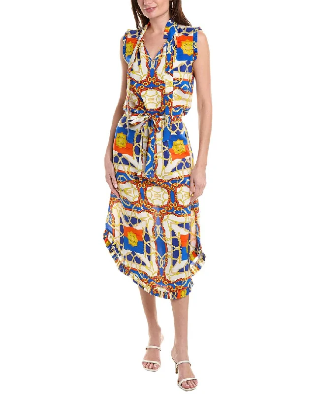 tyler böe Scarlet Silk Midi Dress Fashionable Polka Dot Midi Dress
