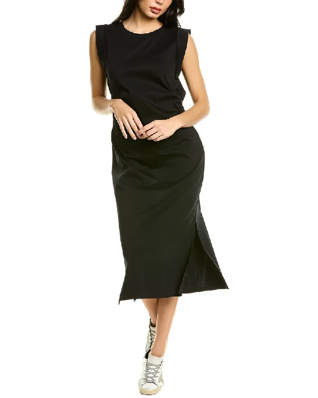 Vince Waist Tie Midi Dress Elegant Maxi-Midi Hybrid Dress