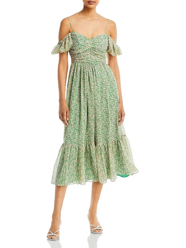 Womens Floral Print Long Midi Dress Comfortable Wrap Midi Dress