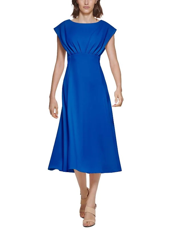 Womens Knit Cap Sleeves Midi Dress Elegant Floral Skirt Midi Dress