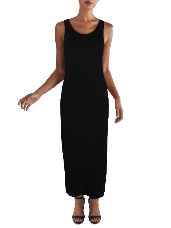 Womens Scoop Neck Stretch Midi Dress Elegant Floral Midi Dress