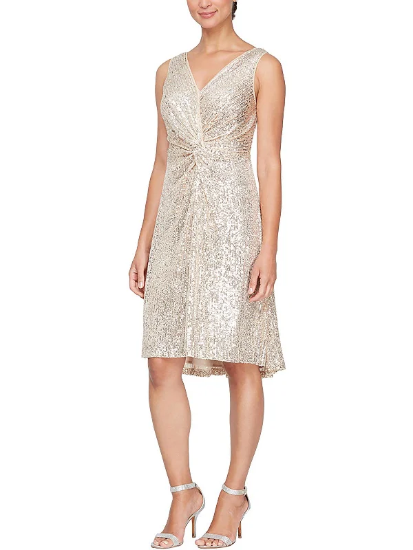 Womens Sequined Cocktail Midi Dress Trendy Knit Midi Dress