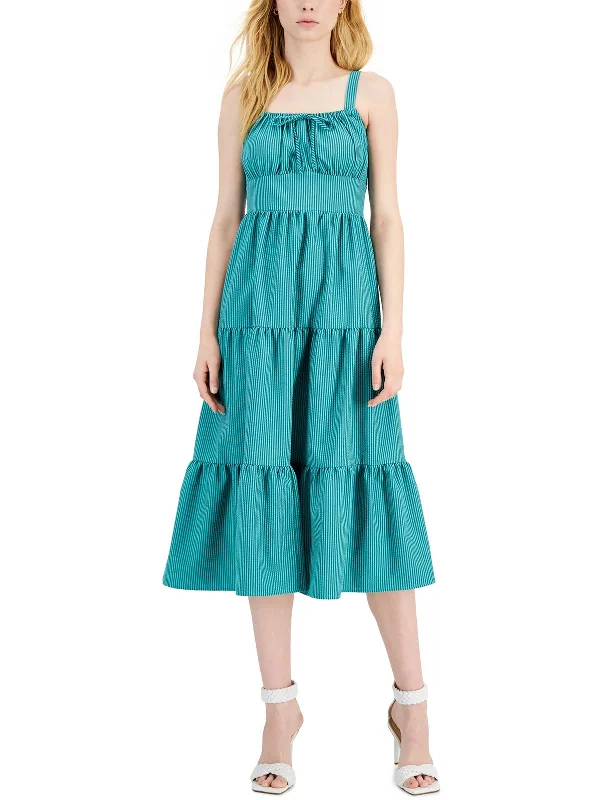 Womens Smocked Calf Midi Dress Cozy Tie-Dye Midi Dress