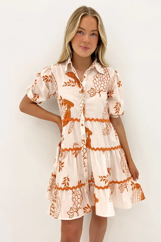 Alice Mini Dress Rust White Riviera Comfortable Wrap Mini Dress