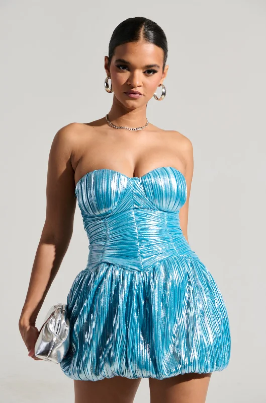 ALL ABOUT ME SATIN BUBBLE MINI DRESS Trendy Mesh Mini Dress