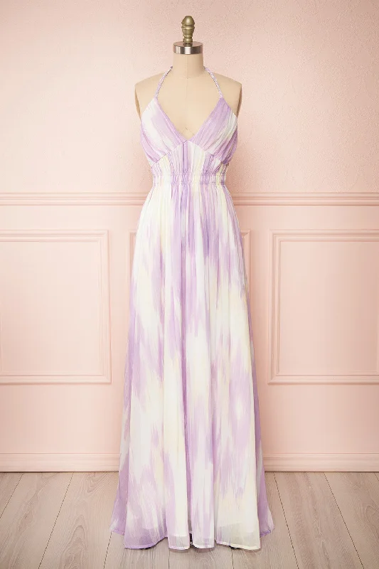 Amakassou | Lilac & Yellow Maxi Dress Cozy Maxi Dress with Slit