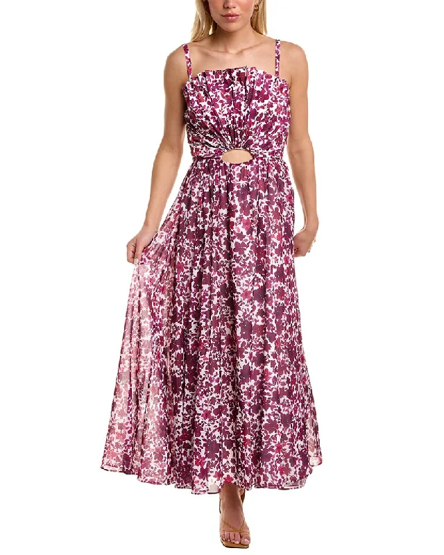 AMUR Destinee Fan Bodice Maxi Dress Trendy Maxi Dress with Lace