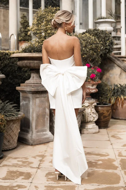 ANA Bow Mini Dress - Ivory Chic Sleeveless Mini Dress
