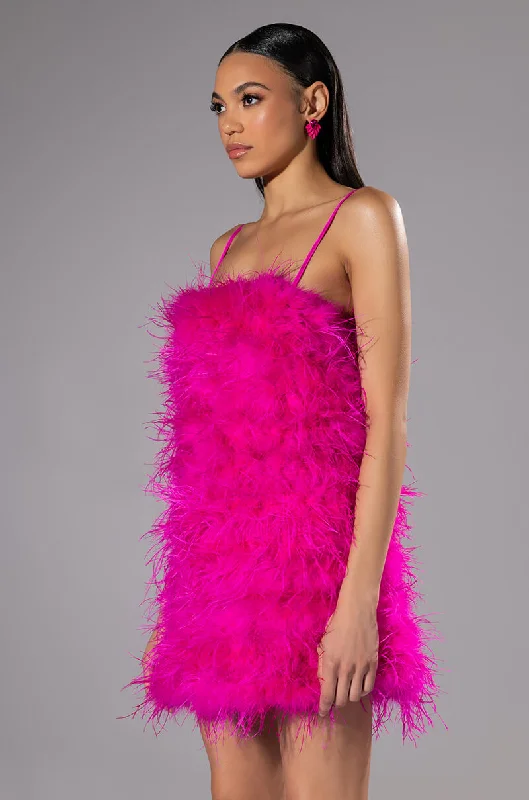 ANYTHING AND EVERYTHING STRAPLESS FEATHER MINI DRESS Casual Mini Dress with Pockets