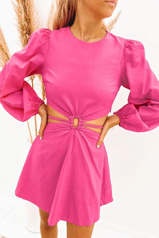 Archie Mini Dress Pink Elegant Mini Dress with Ruffles