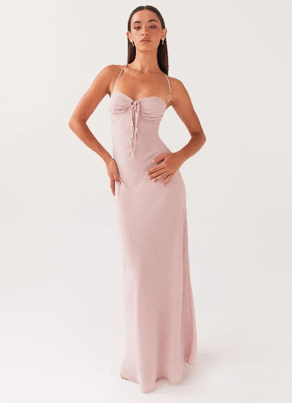 Aveline Maxi Dress - Mauve Elegant Pleated Maxi Dress