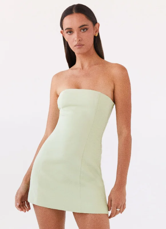 Ayanna Strapless Mini Dress - Green Zest Fashionable Mini Dress with Pockets