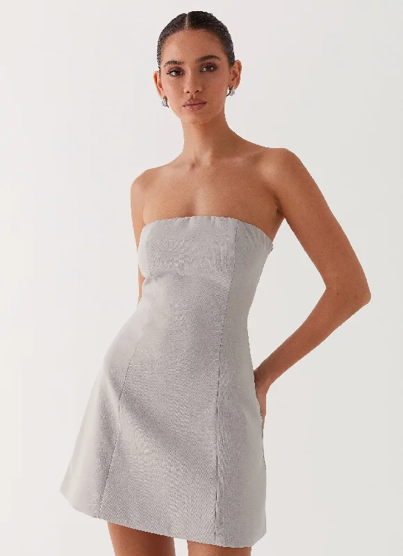 Ayanna Strapless Mini Dress - Grey Comfortable Bodycon Mini Dress
