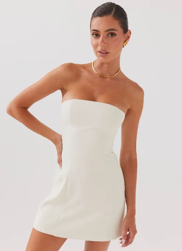 Ayanna Strapless Mini Dress - Ivory Fashionable Party Mini Dress