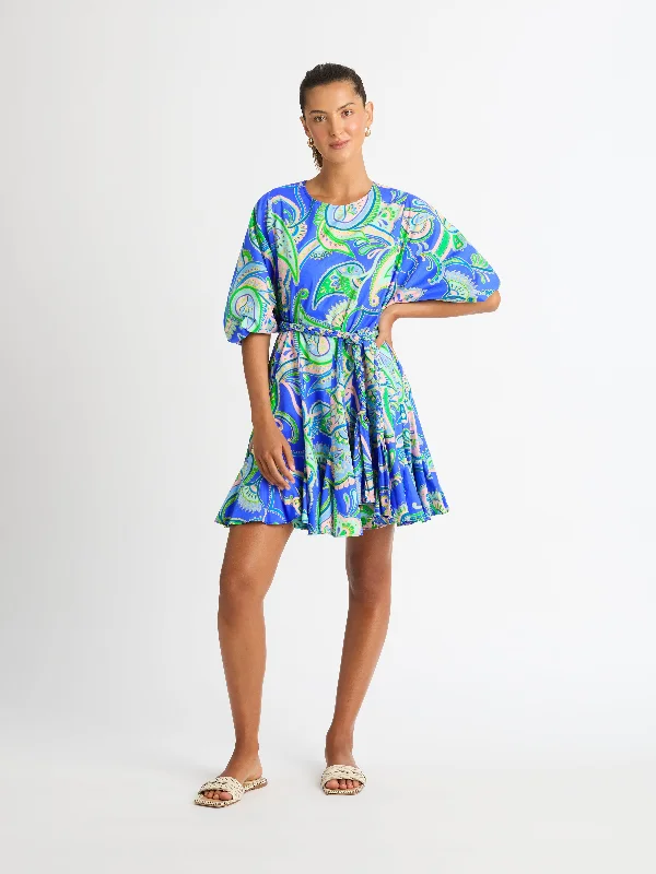BALEARIC SEA MINI DRESS Fashionable Mini Dress with Slits