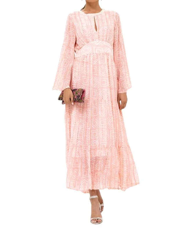 Baloon Waisted Maxi Dress In Bali Pink Fashionable Sleeveless Maxi Dress