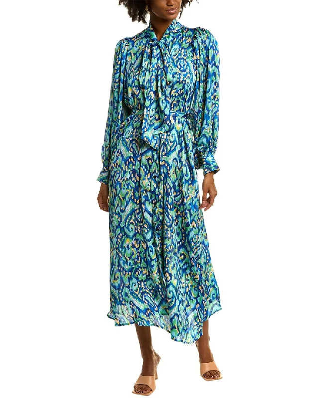 Beulah Scarf Neck Maxi Dress Trendy Floral Print Maxi Dress