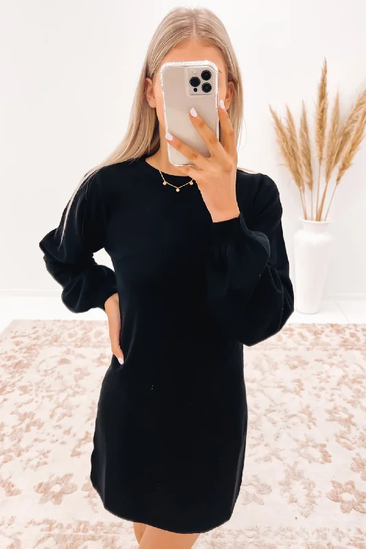 Bobbie Mini Dress Black Cozy Jersey Mini Dress