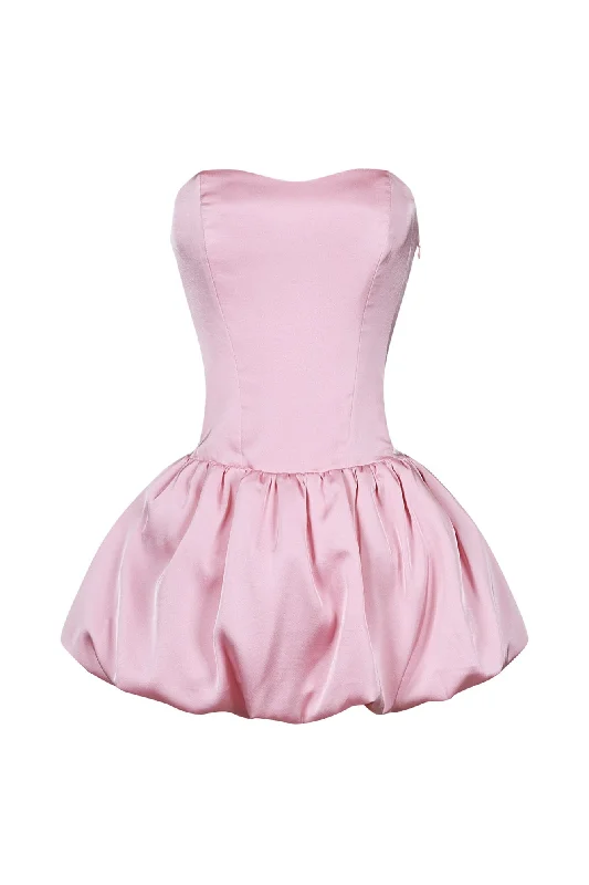 Bre Tube Satin Balloon Mini Dress Fashionable Mini Dress with Slits