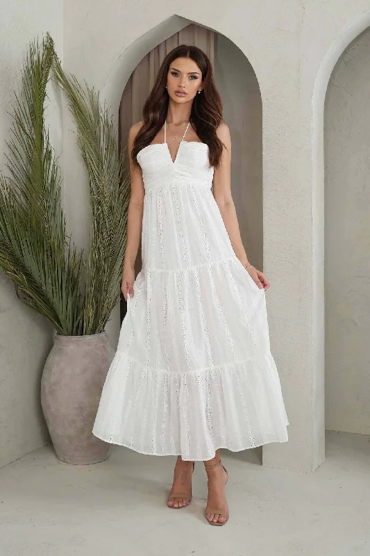 Bronte Maxi Dress - White Comfortable Bohemian Maxi Dress