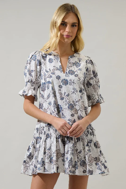 Bryony Floral Marinella Smocked Mini Dress Trendy Bodycon Mini Dress