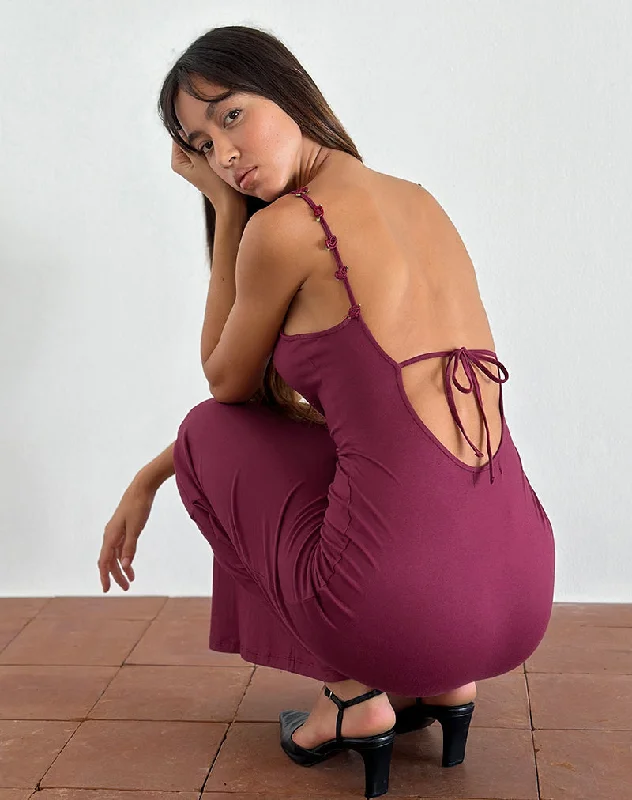 Cantana Maxi Dress in Burgundy Cozy Maxi Dress with Slit