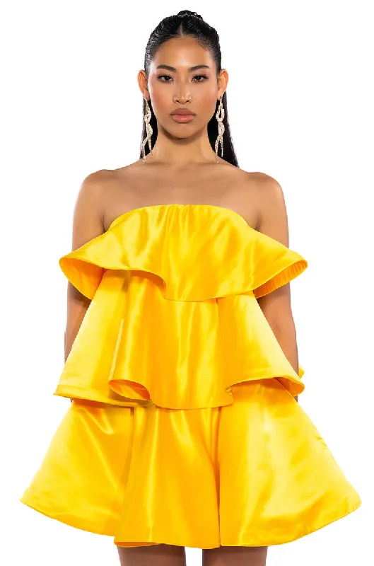 CENTER OF ATTENTION LAYERED MINI DRESS Trendy Crossover Mini Dress