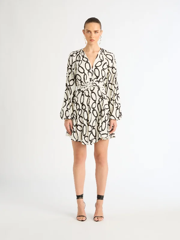 CHAIN REACTION MINI DRESS Stylish Puff Sleeve Mini Dress