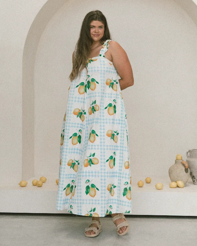 Chloe Maxi Dress | Lemon Stylish Maxi Dress with Frills