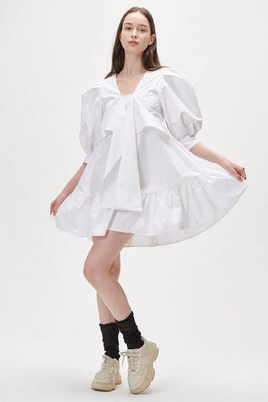 Cinthy Puff Sleeve Mini Dress Comfortable Fit-and-Flare Mini Dress