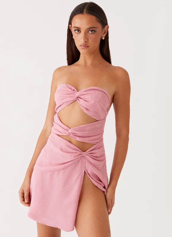 Coco Haven Mini Dress - Pink Cozy Sweater Mini Dress
