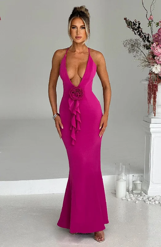 Constantina Maxi Dress - Hot Pink Classic Black Maxi Dress