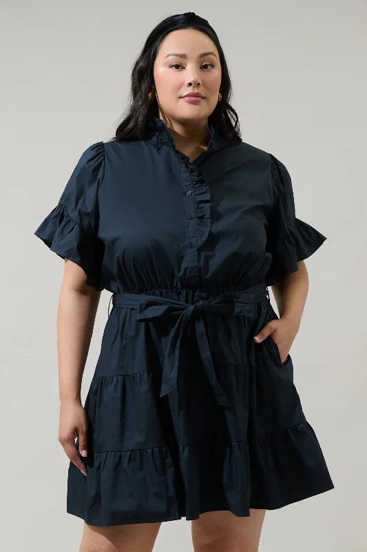 Cottonwood Ruffle Button Down Mini Dress Curve Comfortable Off-Shoulder Mini Dress