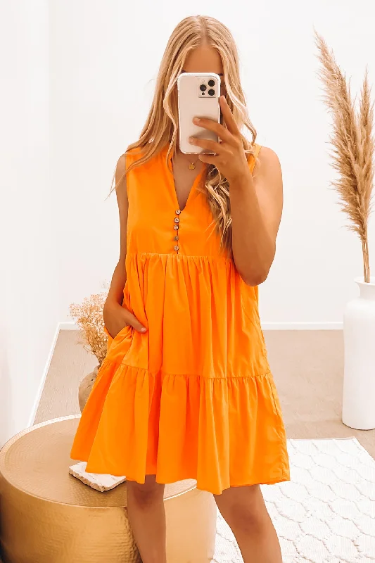 Demi Mini Dress Orange Classic White Mini Dress