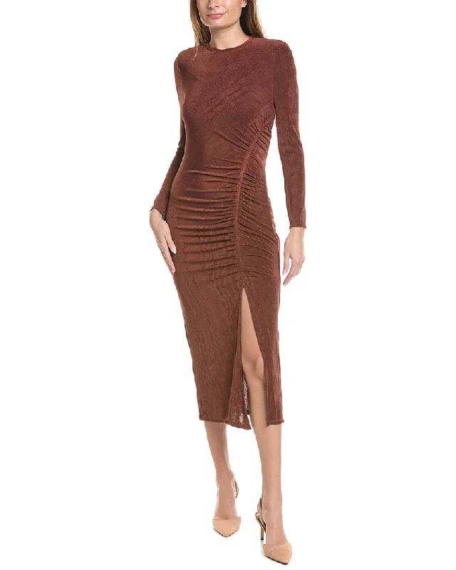 Donna Morgan Ruched Maxi Dress Trendy Off-Shoulder Ruffle Maxi Dress