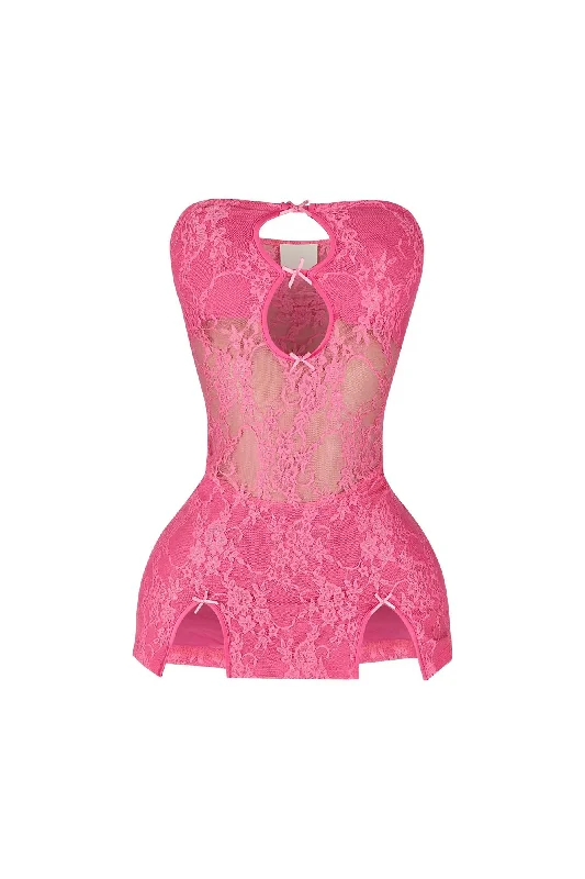 Dream Of Me Lace Micro Mini Dress Cozy Cotton Mini Dress