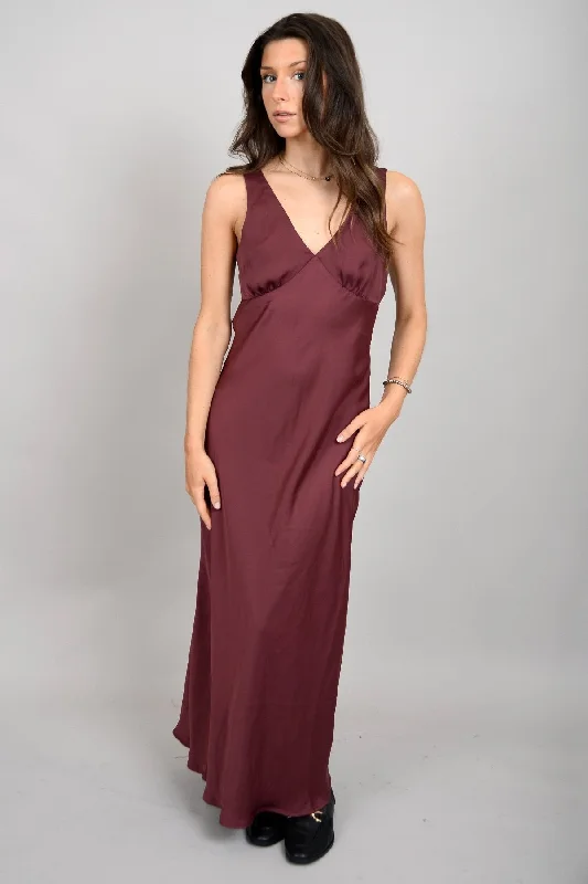 Drimma Maxi Dress-Burgundy-Rd Style Classic V-Neck Maxi Dress