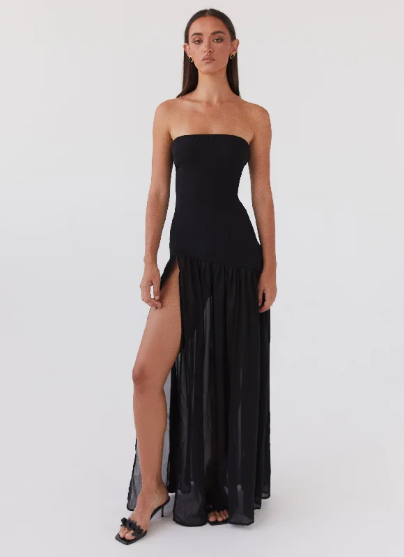 Eden Strapless Maxi Dress - Black Comfortable Casual Maxi Dress