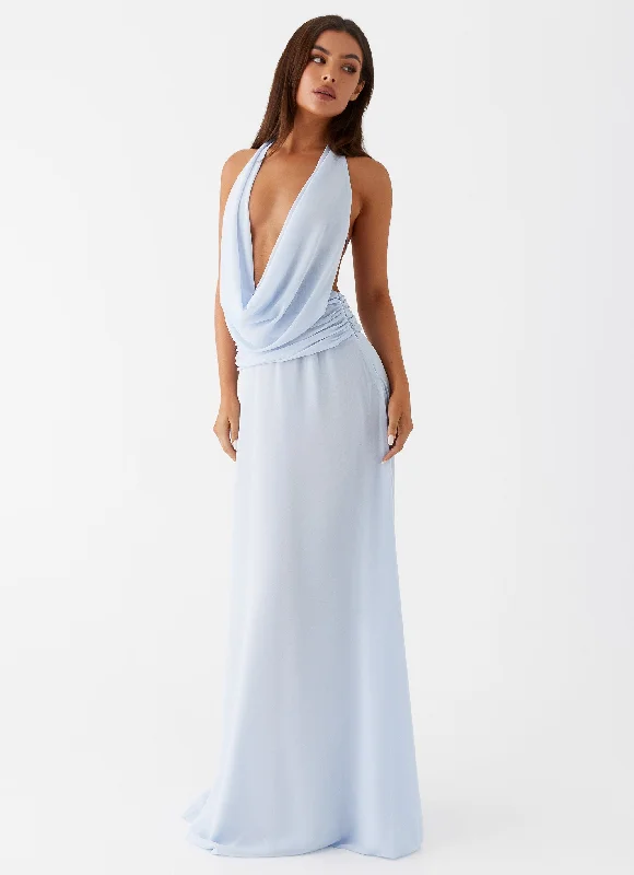 Elysia Chiffon Maxi Dress - Baby Blue Fashionable Chiffon Maxi Dress