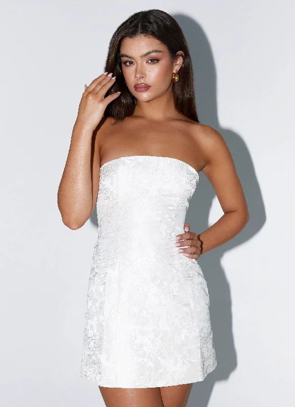 Eternity Strapless Mini Dress - Ivory Cozy Knitted Mini Dress