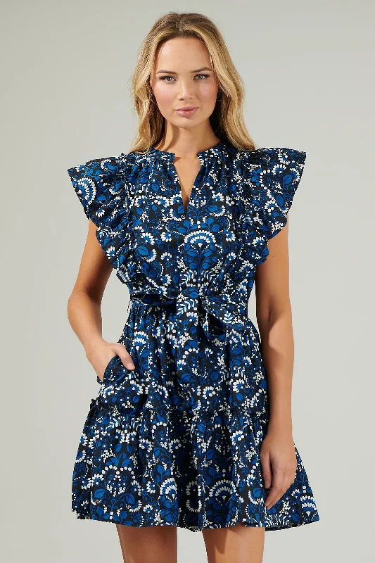 Etta Floral Ruffle Mini Dress Fashionable Boho-Chic Mini Dress