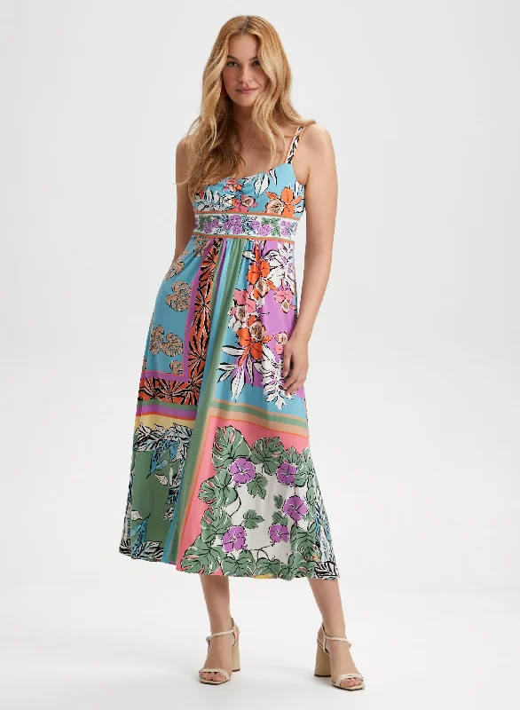 Floral Print Maxi Dress Fashionable Chiffon Tiered Maxi Dress