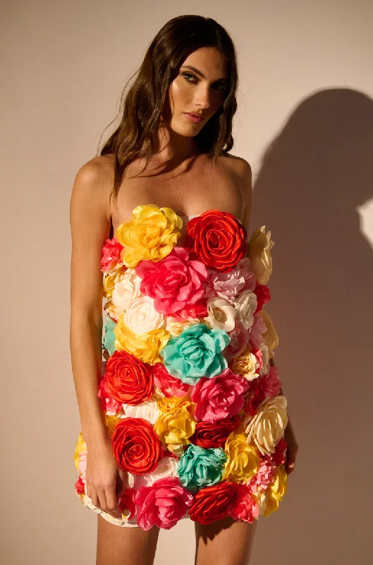 FLOWER POWER MINI DRESS Chic Puff Sleeve Mini Dress