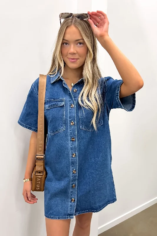 Georgie Denim Mini Dress Indigo Cozy Sweater Mini Dress