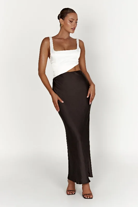 Gianna Two Tone Slashed Maxi Dress - Black Trendy Short Sleeve Maxi Dress