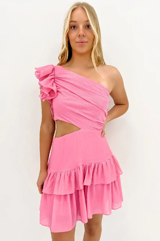 Ginger Mini Dress Pink Elegant Mini Dress with Pleats