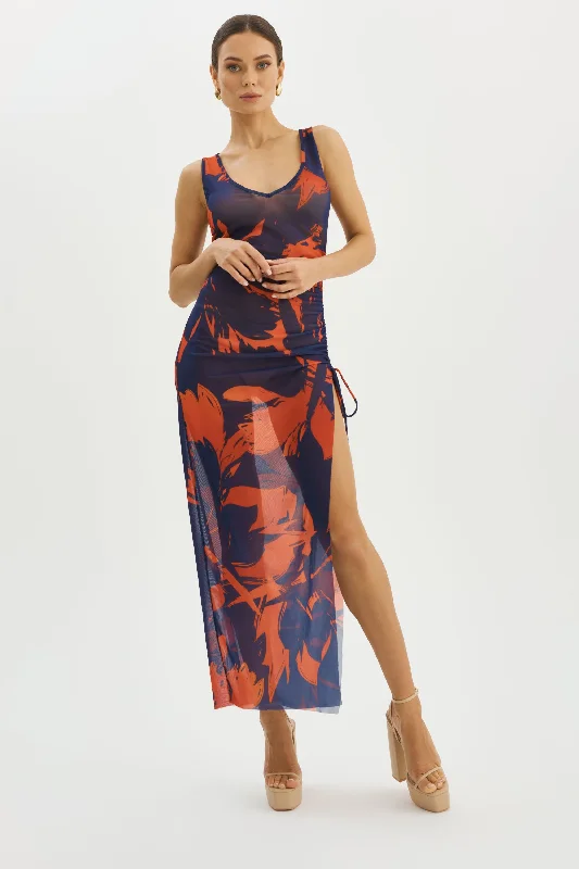 HADYL | Mesh Maxi Dress Classic Solid Maxi Dress